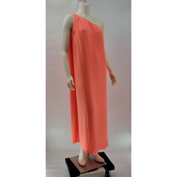 Diane Von Furstenberg Liluye Dress 8 Coral Evening Formal Cocktail One Shoulder - Picture 1 of 16